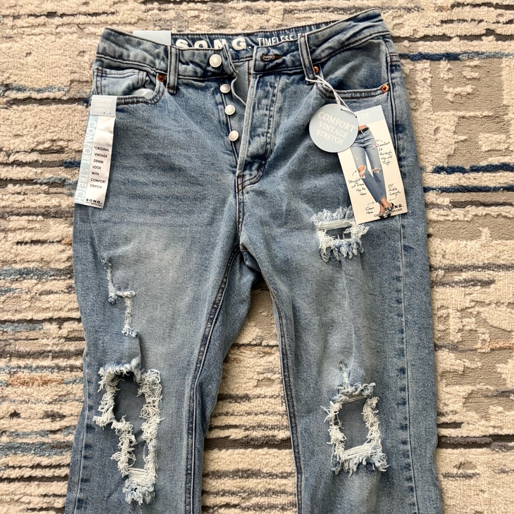 .O.N.G Vintage Comfort Stretch Boyfriend Jeans - Light Blue